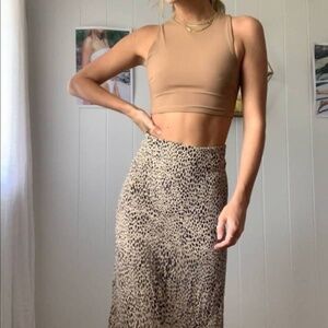 Brandy Melville Cheetah Print Midi Skirt Boho Bohemian / waist 27.5